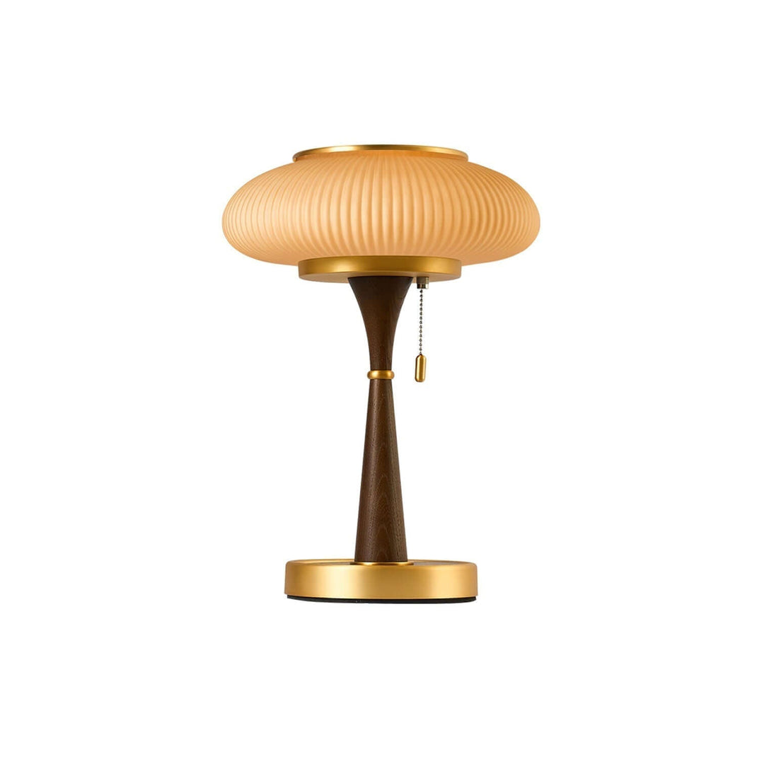 Elegant Mushroom Table Lamp with Wooden Base