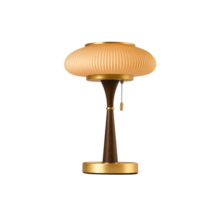 Elegant Mushroom Table Lamp with Wooden Base