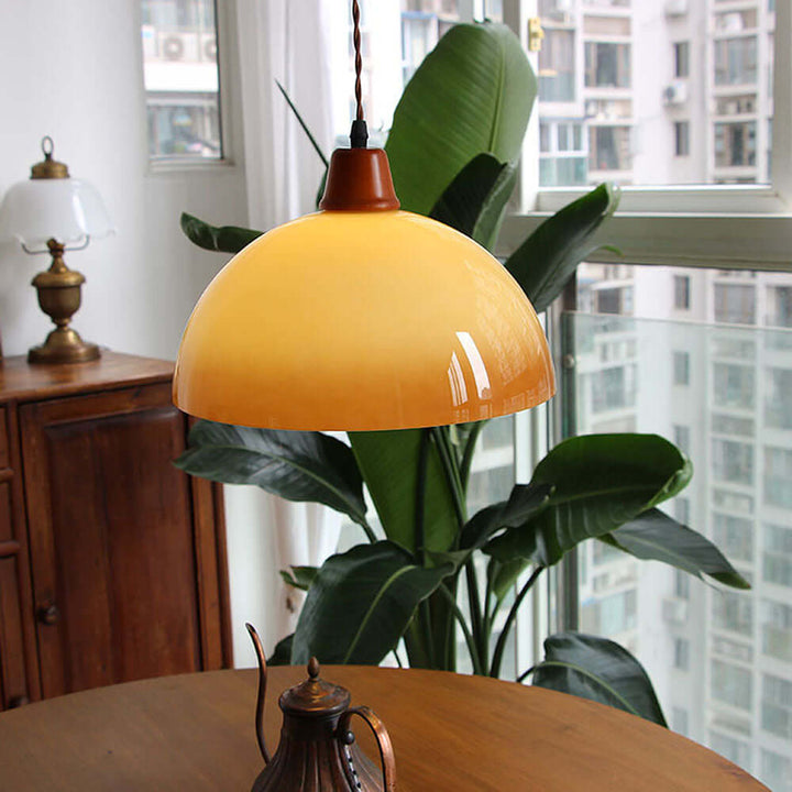 Retro Amber Glass Pendant Light 30cm