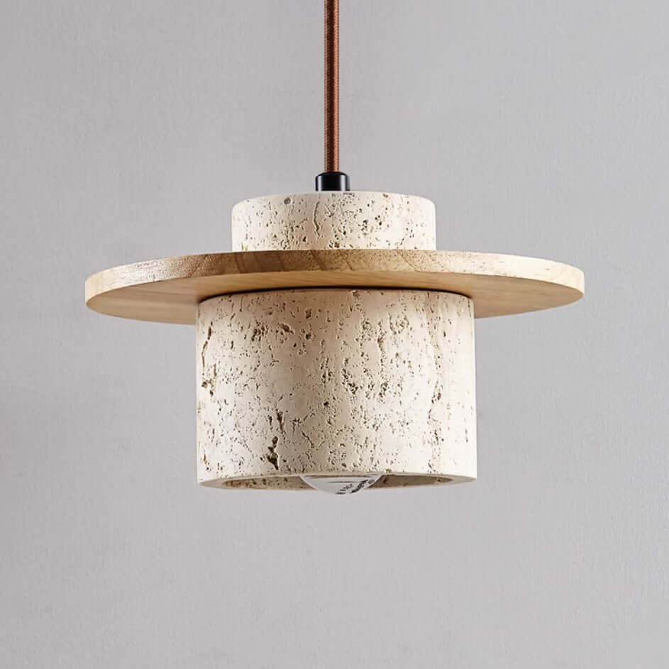 Travertine Stone Pendant Light - Natural Cave Stone