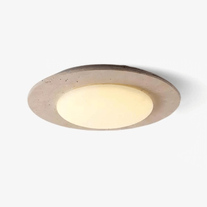 Dome Ceiling Light, Travertine & Wood, 30cm