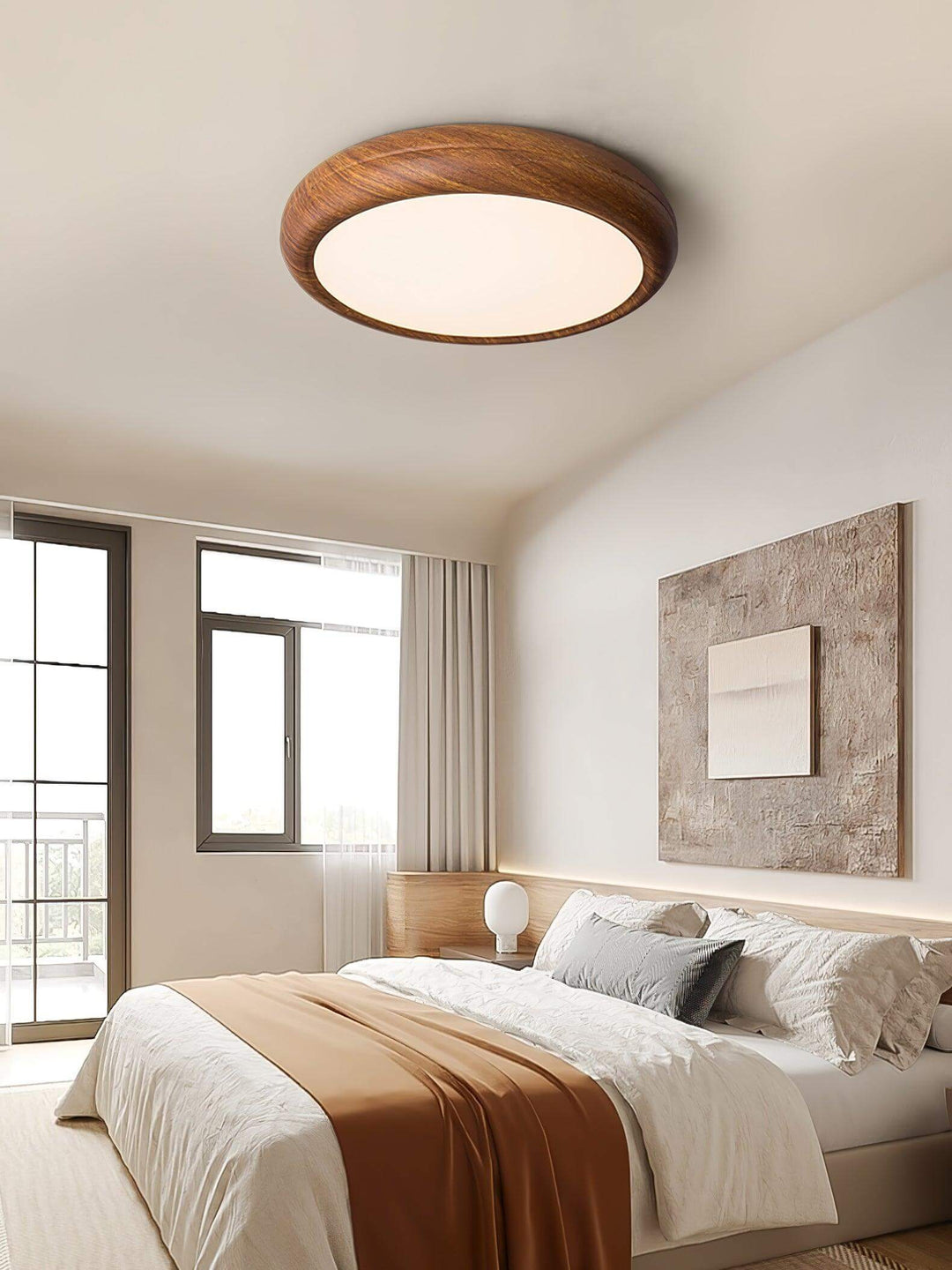 Modern Wood Grain LED Ceiling Light Fixture