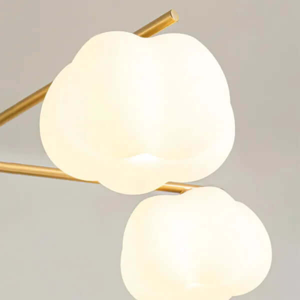 Modern Wooden Chandelier with Cotton Balls