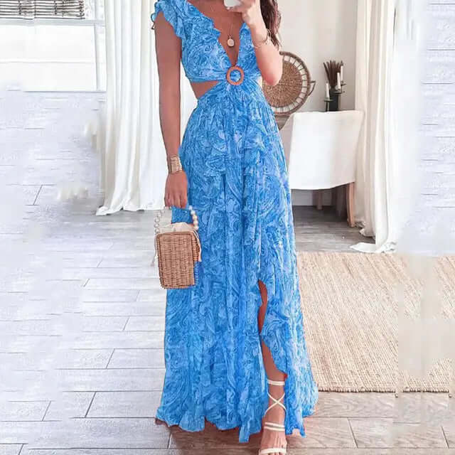 Women's Floral V-Neck Midi Dress