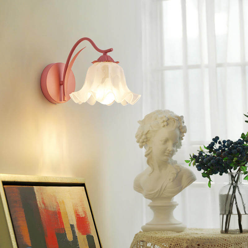 Retro Floral Metal Wall Lamp, Acrylic Shade, E27, Multiple Colors