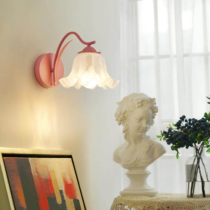 Retro Floral Metal Wall Lamp, Acrylic Shade, E27, Multiple Colors