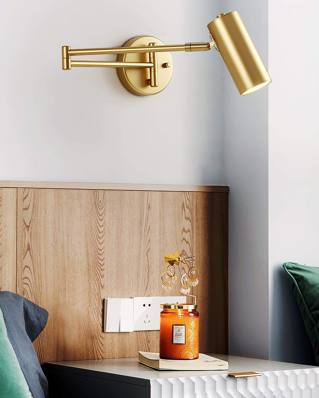 Adjustable Metal Swing Arm Wall Lamp with Integrated LED