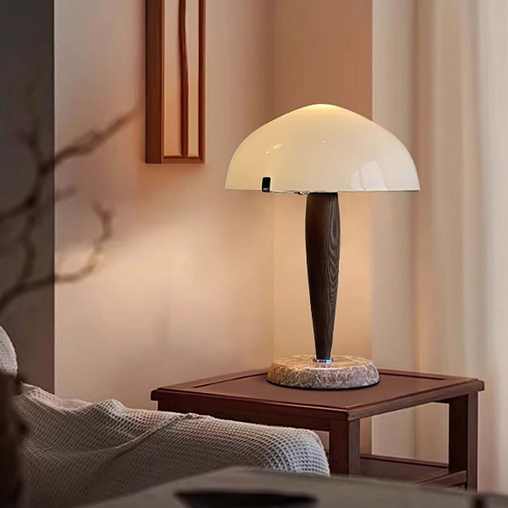 Elegant Glass & Wood Table Lamp