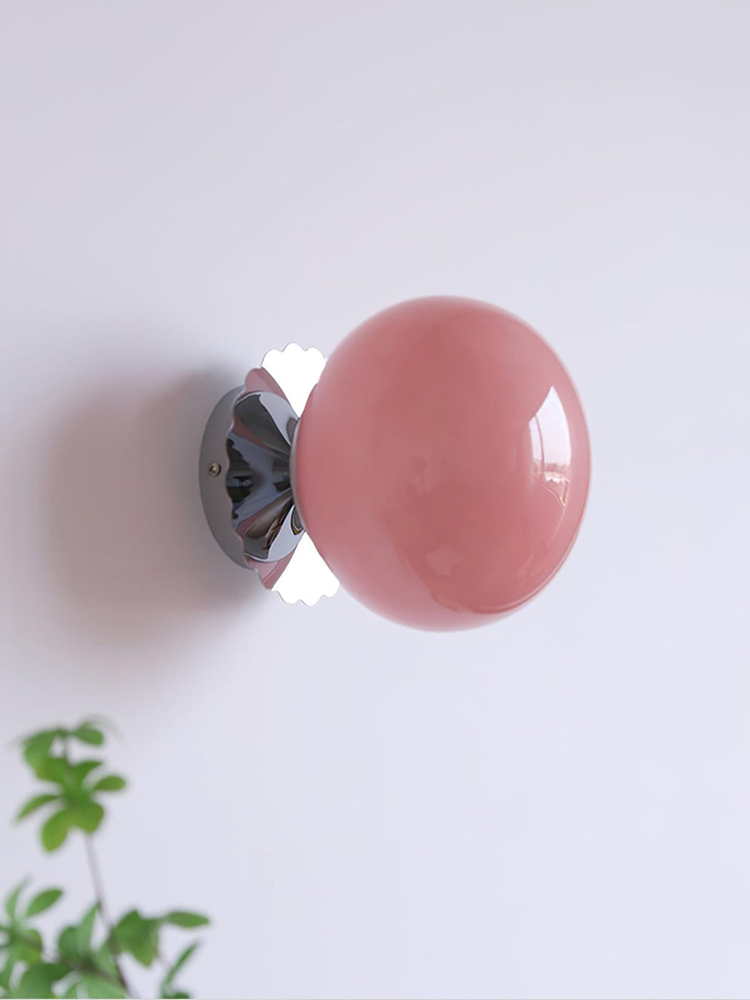 Pink Glass & Metal Sconce Light - 20cm