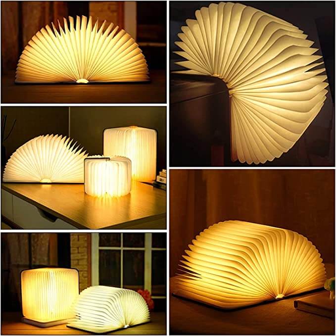 LED Book Lamp, Rechargeable, Dimmable, Brown, 22cm
