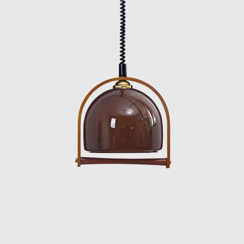Vintage Wood Pendant Light with Glass
