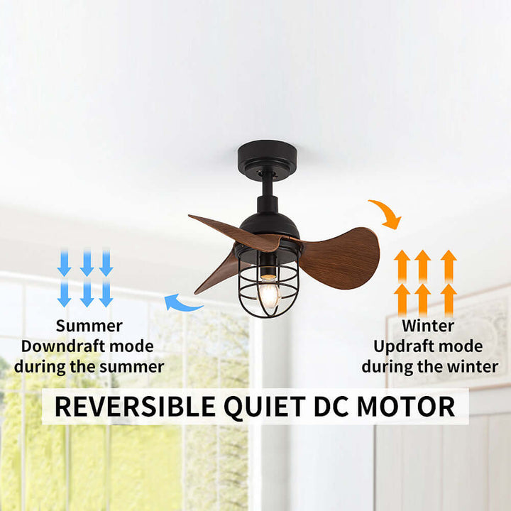 Dark Walnut Ceiling Fan with Light 22inch