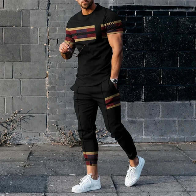 Men's Colour Block Two-Piece Set