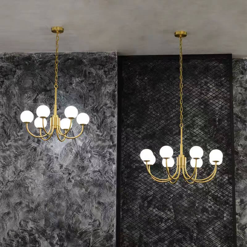 Modern 6-Light Spherical Glass Chandelier 75cm