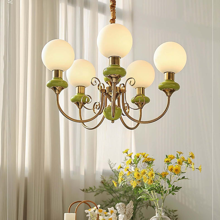 Elegant Green Onyx Chandelier | 3 & 5 Heads