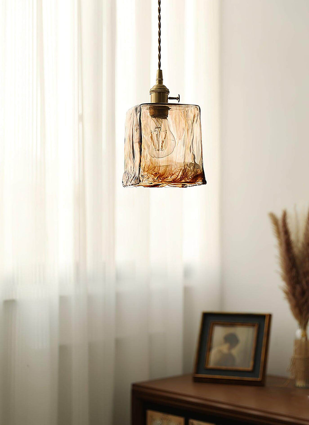 Brown Glass Pendant Light Fixture