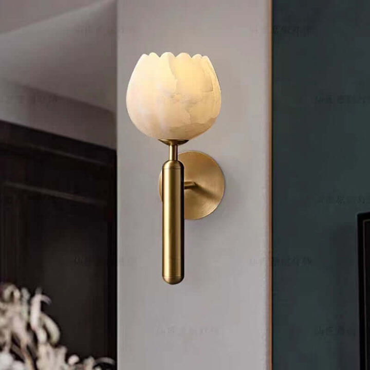 Marble & Rose Flower Wall Sconce Light Fixture