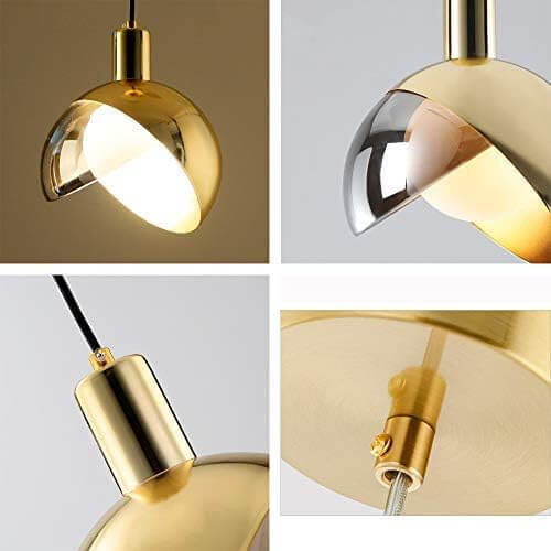Gold Glass Pendant Light, Modern Hanging Ceiling Lamp