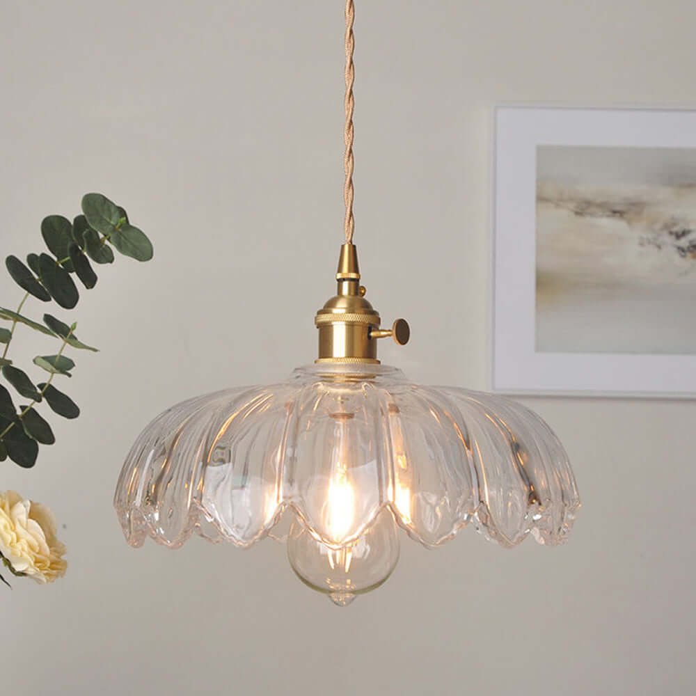 Vintage Glazed Floral Hanging Lamp