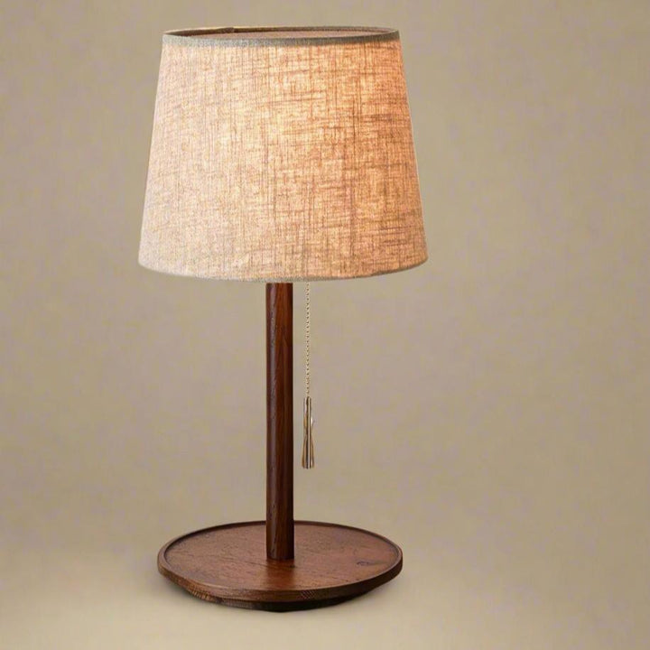 Nordic Walnut Wood Table Lamp with Fabric Shade