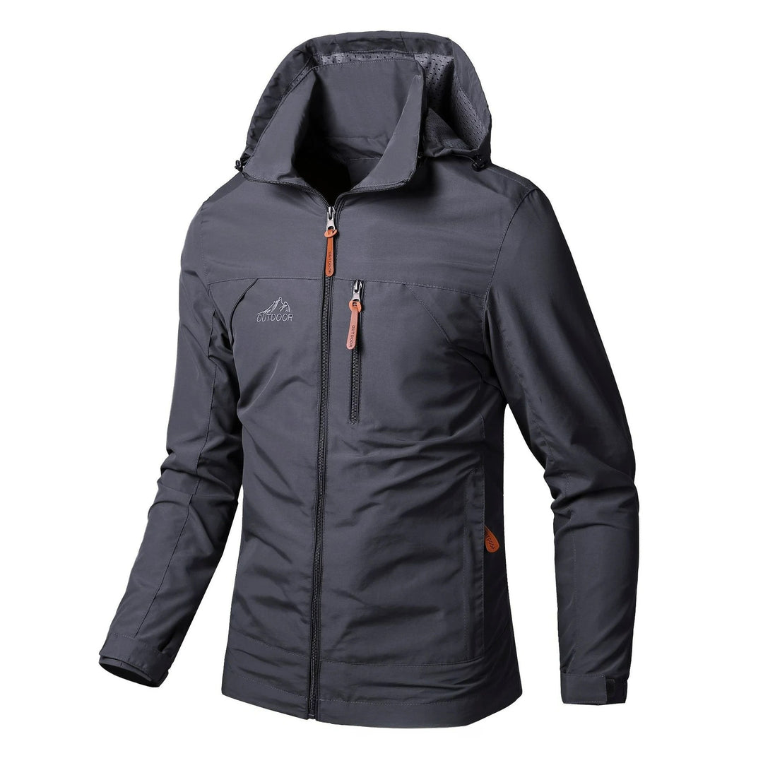 Men's Zip-Up Jacket with Water-Resistant Design and Collar