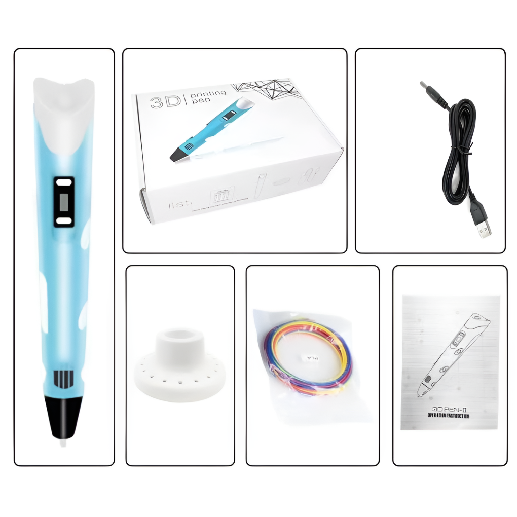 3D Creative Drawing Pen with adjustable speed, perfect for beginner art & craft, uses PLA/ABS filament, USB powered.