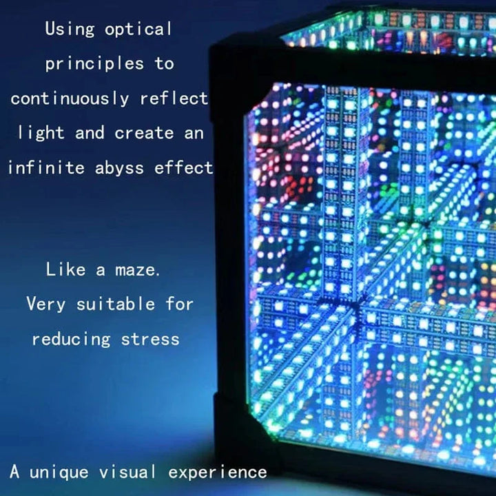 3D Cube Abyss Light with RGB LED, features a compact, vibrant infinity cube design, perfect for mood and gaming setups.