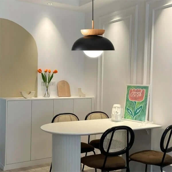 Modern Semi-Wooden Pendant Light