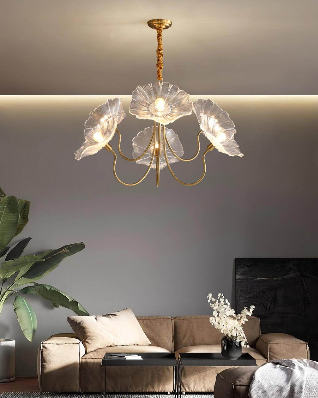 Elegant Frosted Glass Flower Chandelier