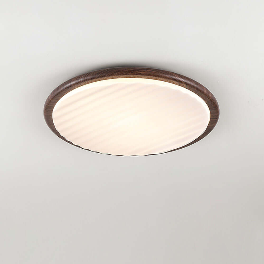 Round Wooden LED Ceiling Light for Bedroom