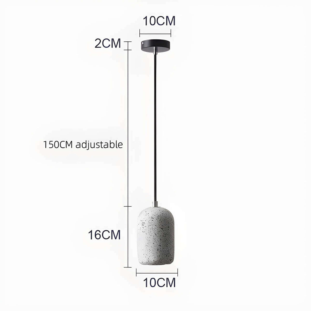 Modern Industrial Pendant Light Fixture, Cement, Glass, Dia 16cm