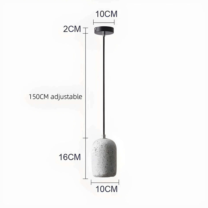 Modern Industrial Pendant Light Fixture, Cement, Glass, Dia 16cm