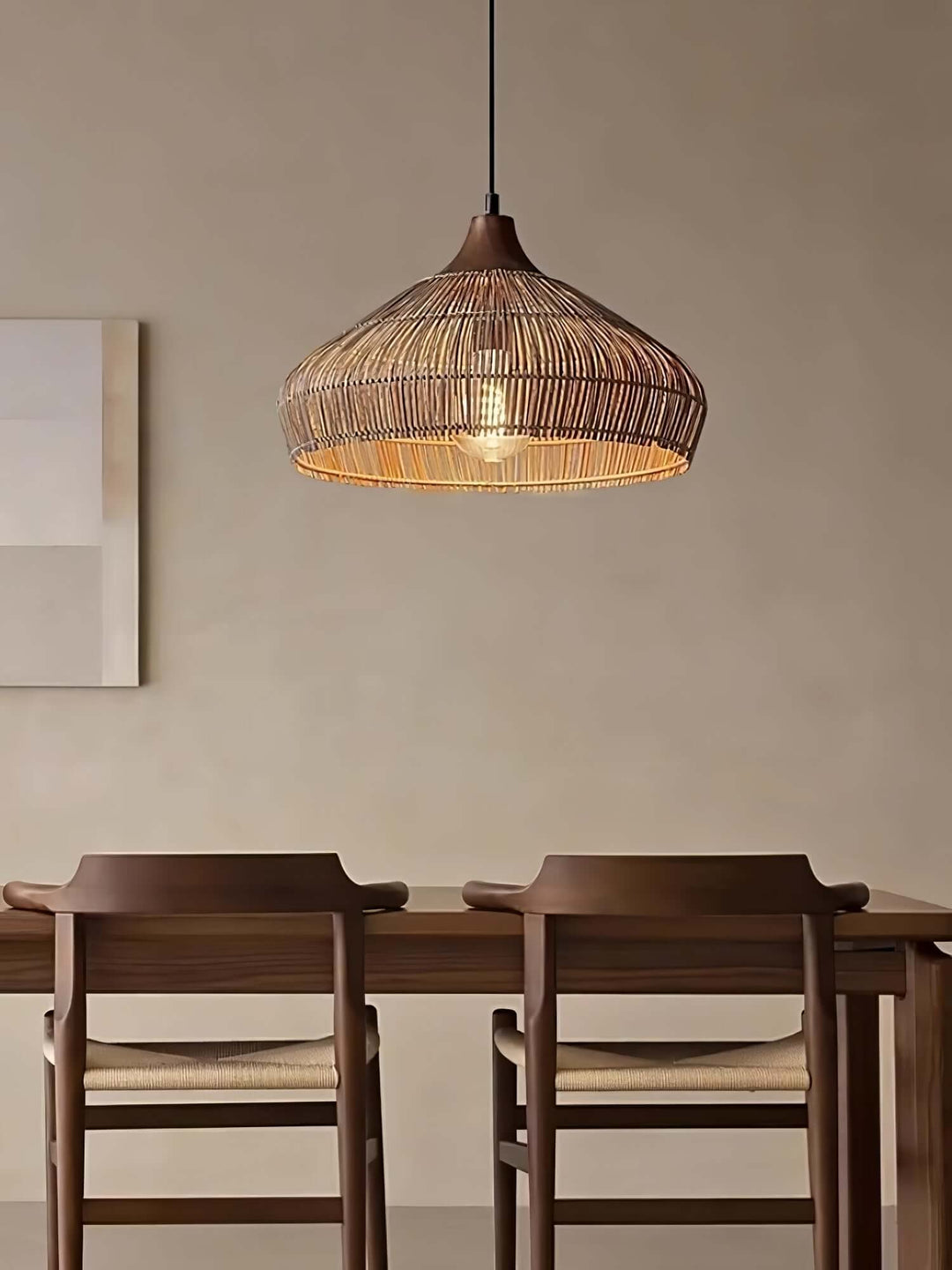 Woven Rattan Pendant Light - Handcrafted Bohemian Decor