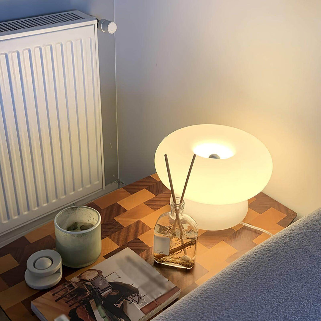 Modern Round Table Lamp with Metal Accent