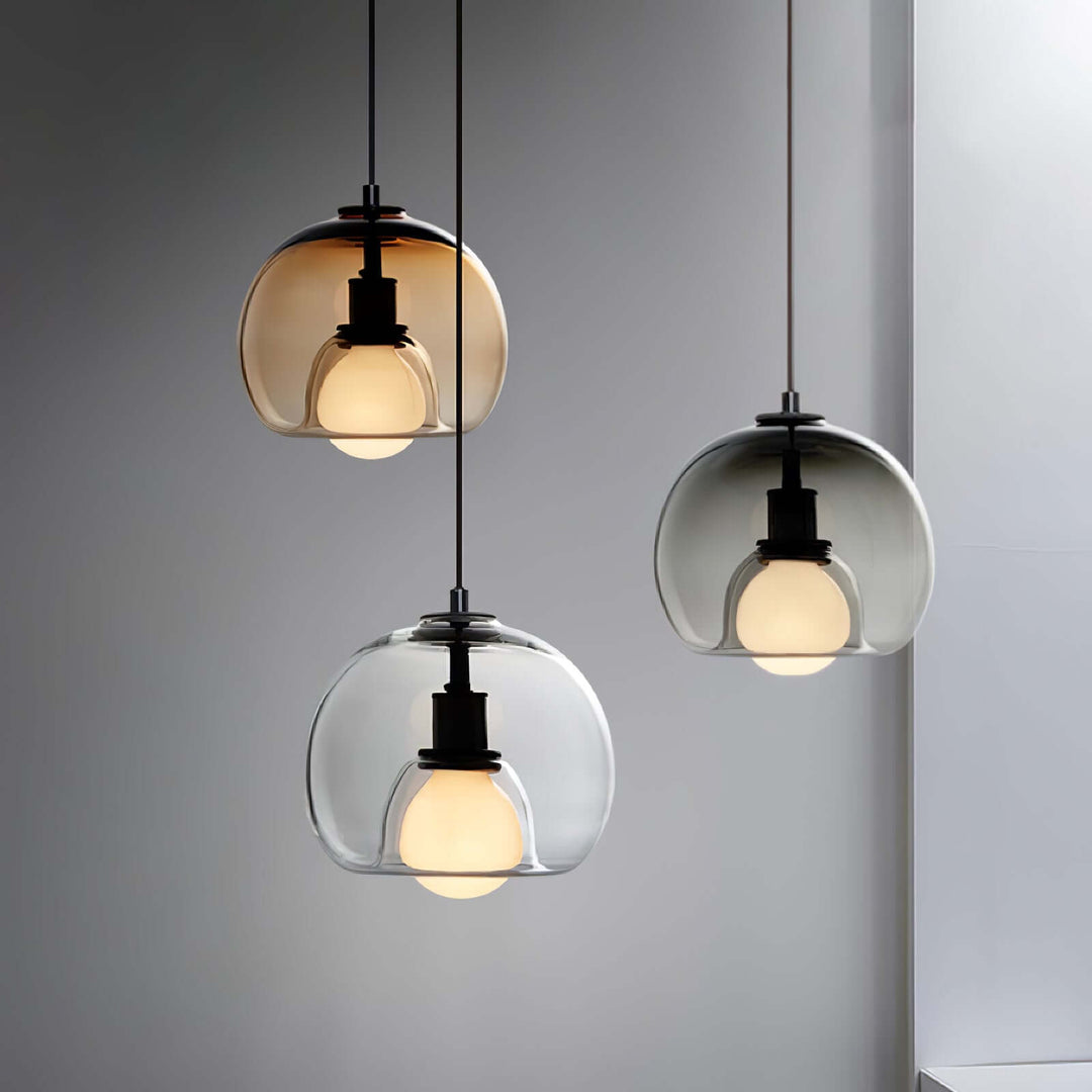 Modern Glass Pendant Light, 25cm Diameter