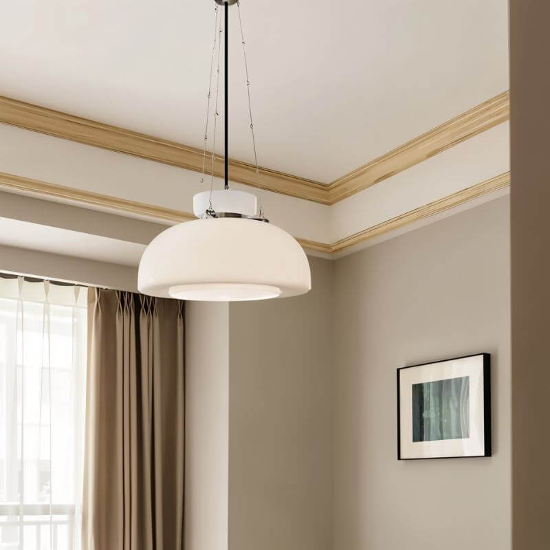 Milky Glass Pendant Light 40cm - Modern Hanging Ceiling Lamp