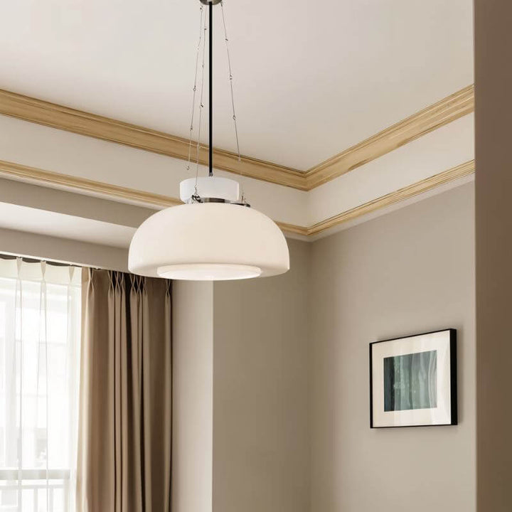 Milky Glass Pendant Light 40cm - Modern Hanging Ceiling Lamp