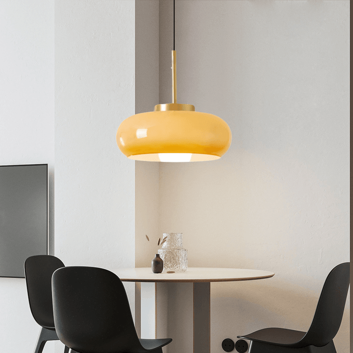 Copper & Glass Chandelier, Modern Pendant Light Fixture