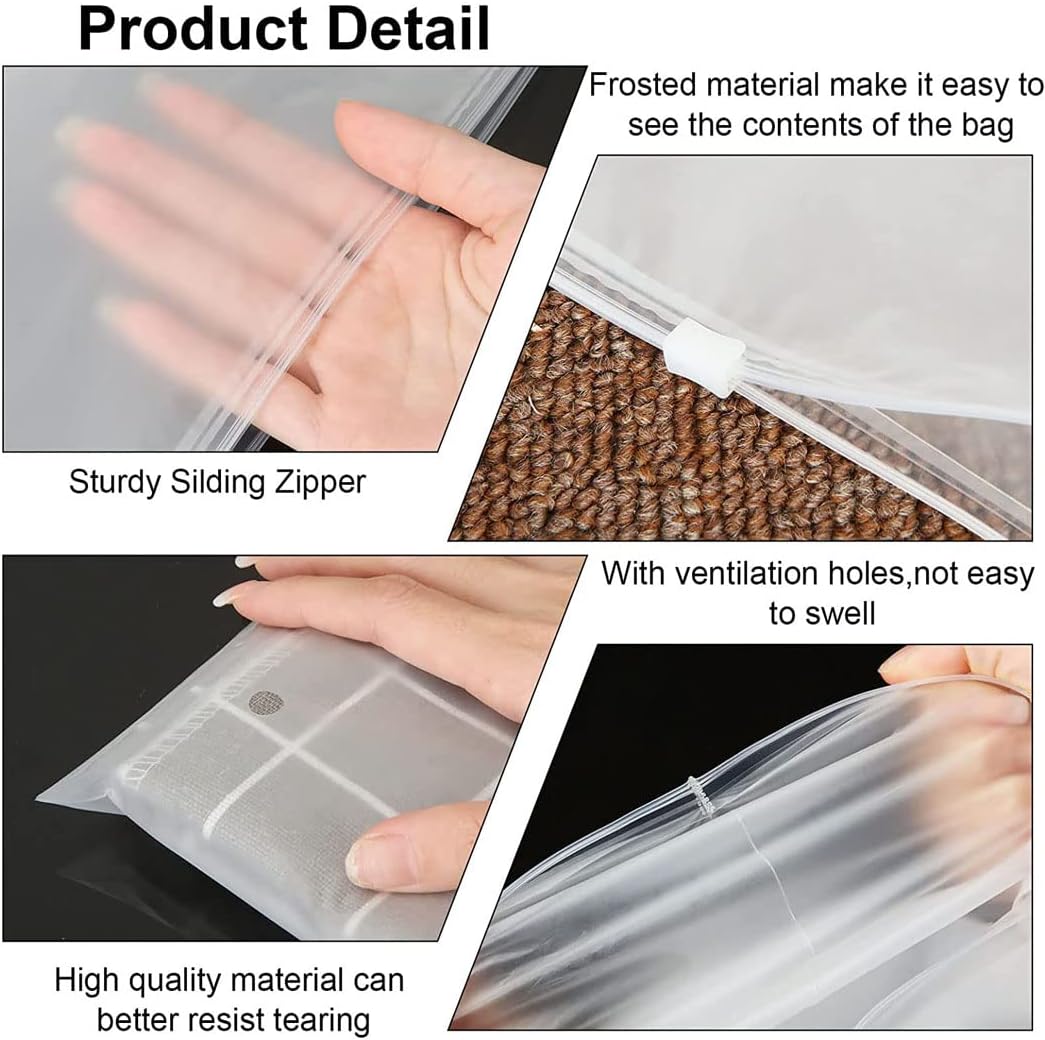 Reusable frosted clothing storage bags, 40-pack with vent holes for eco-friendly home organization.