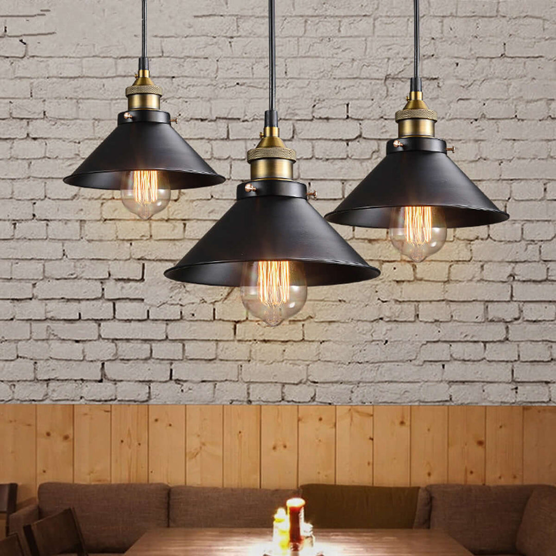 Vintage Brass Cone Pendant Light