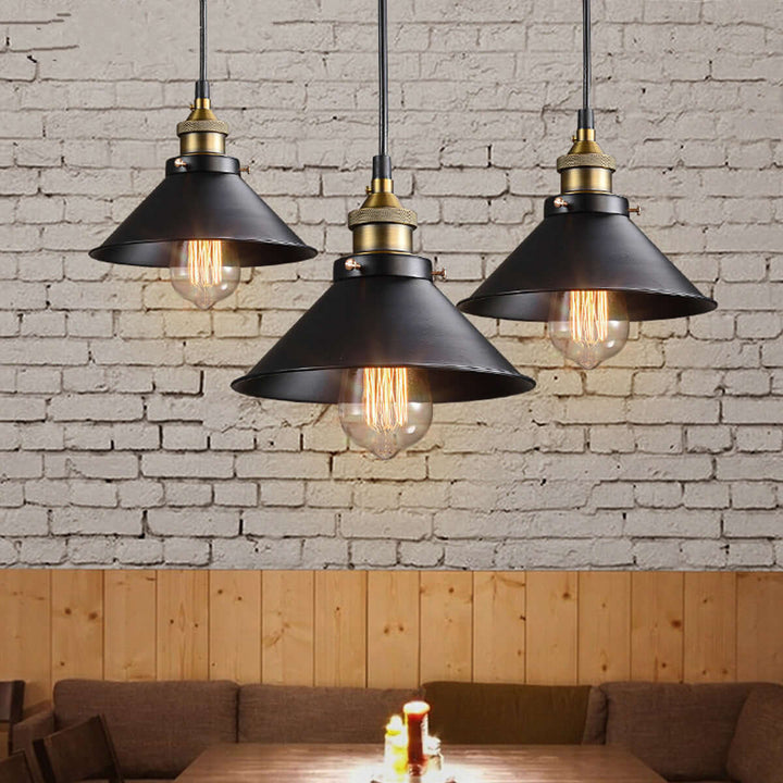 Vintage Brass Cone Pendant Light