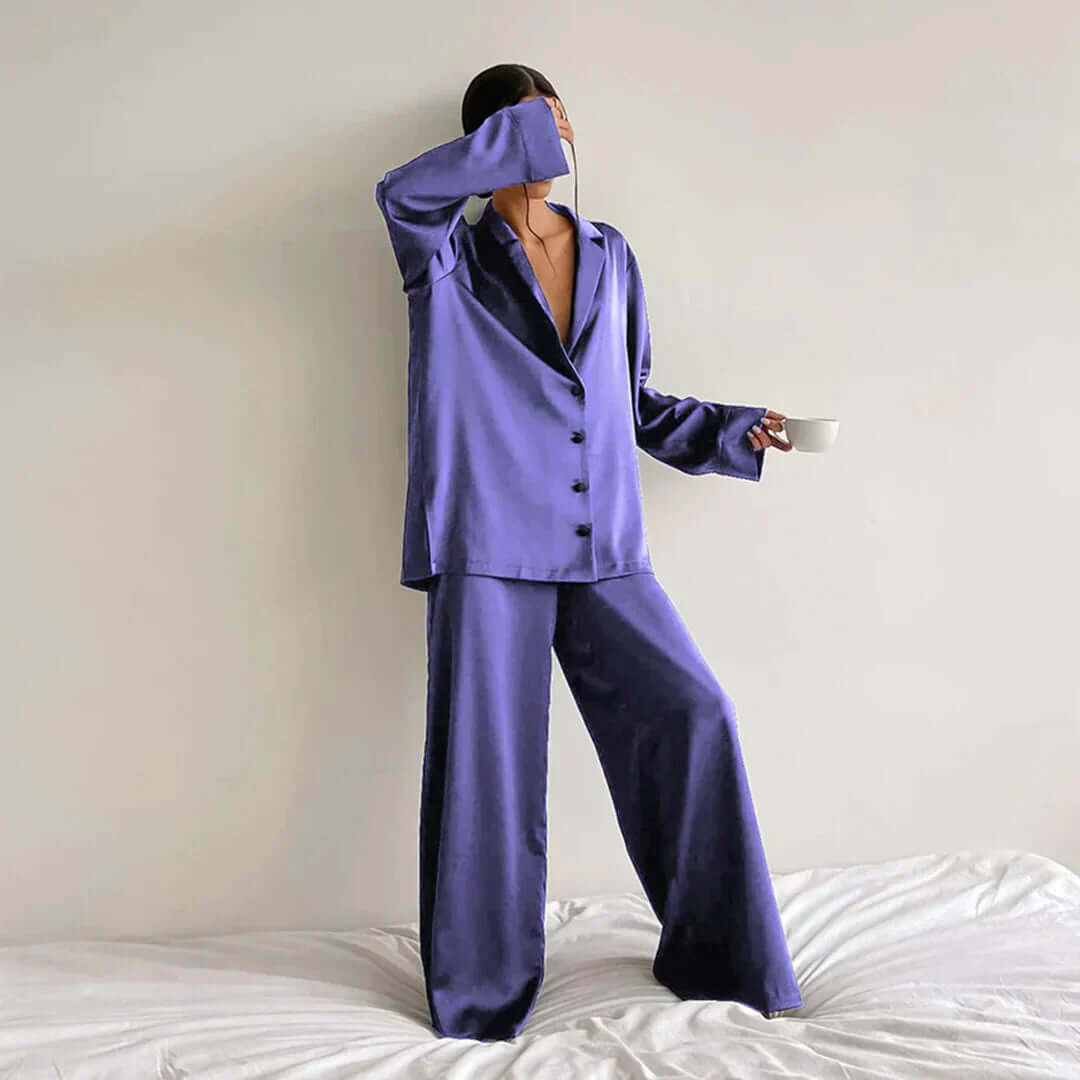 Women's Button-Up Shirt & Wide-Leg Pants