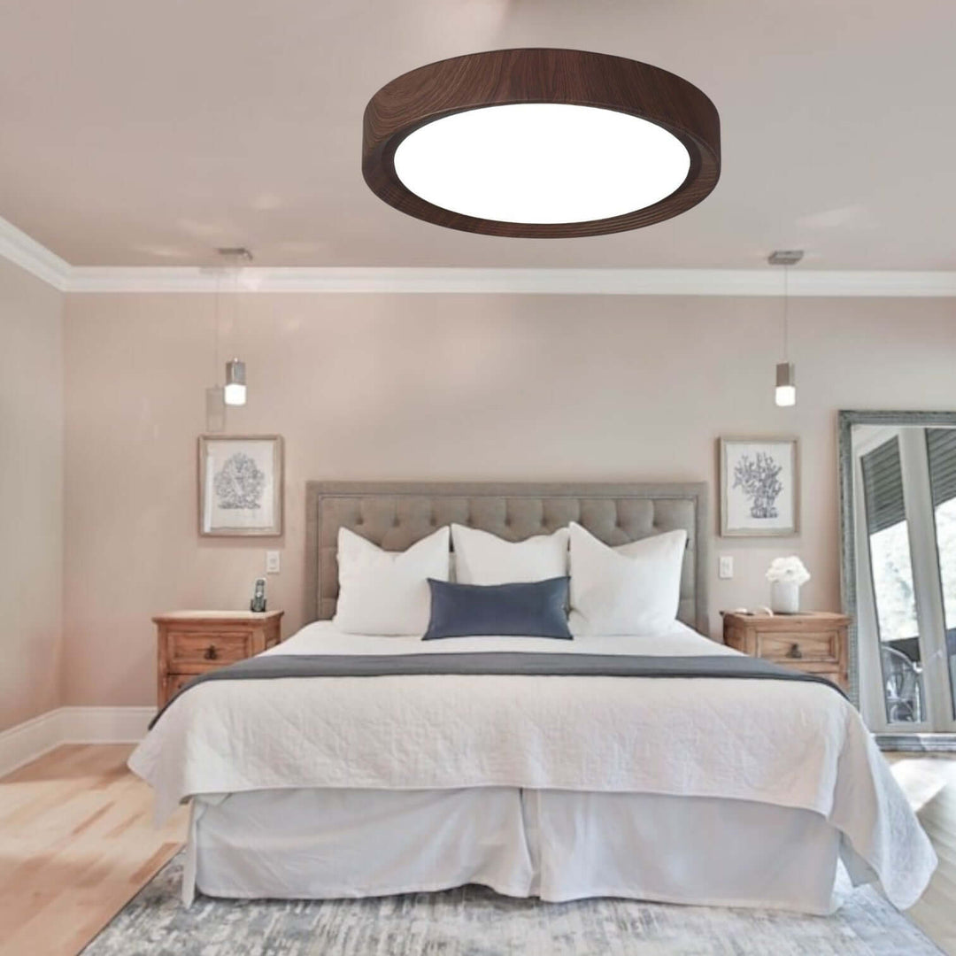Modern Wood Grain LED Ceiling Light Fixture