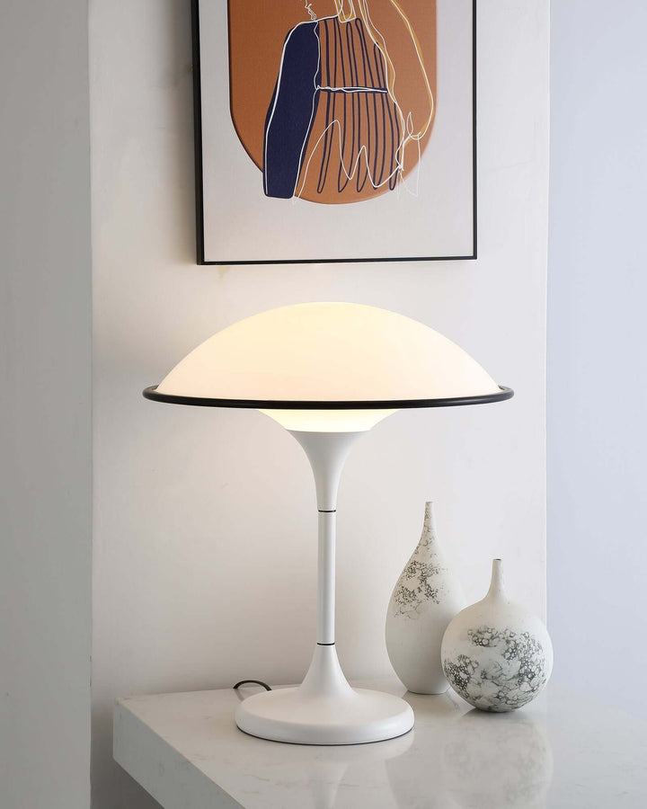 Modern Dome Table Lamp with Black Trim