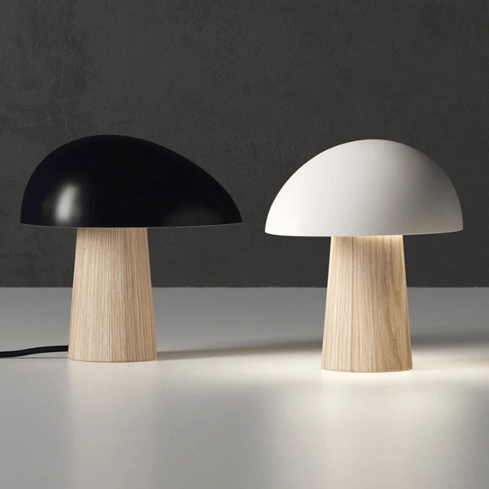 Modern Wood Table Lamp with Mushroom Design