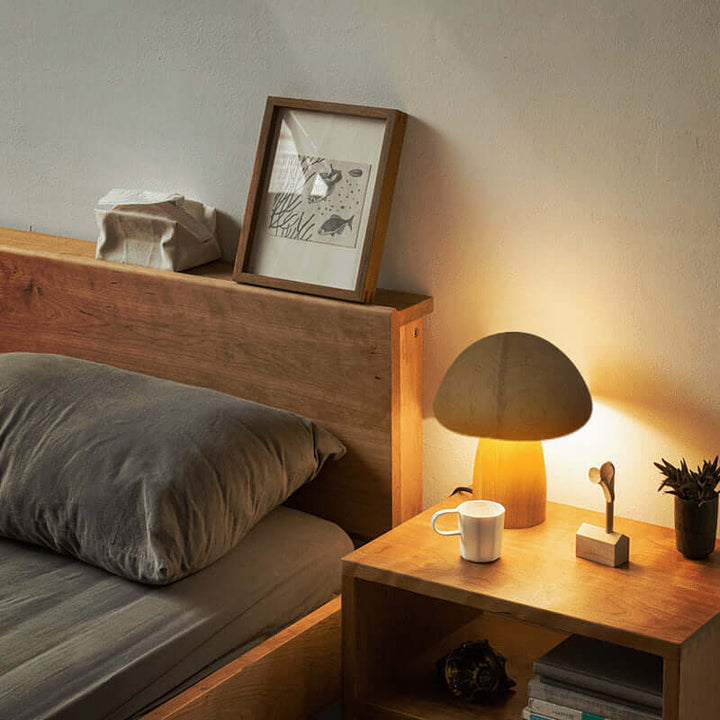 Rechargeable Wooden Mushroom Lamp
