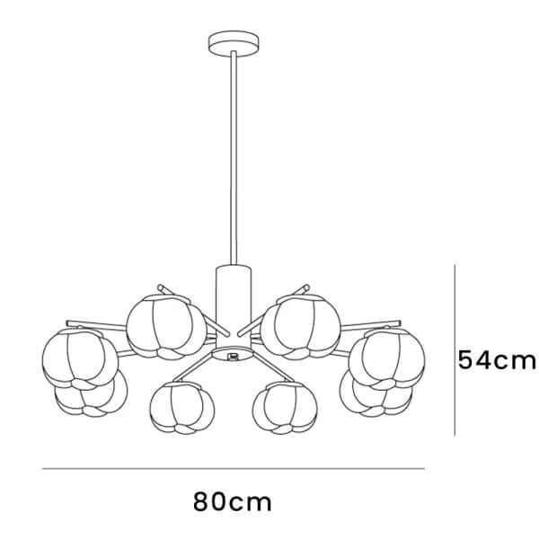 Modern Wooden Chandelier with Cotton Balls