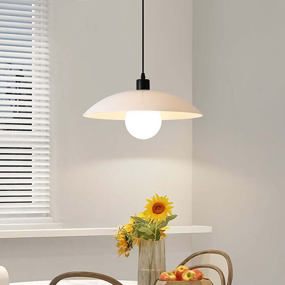 Modern White Glass Disc Pendant Light Fixture