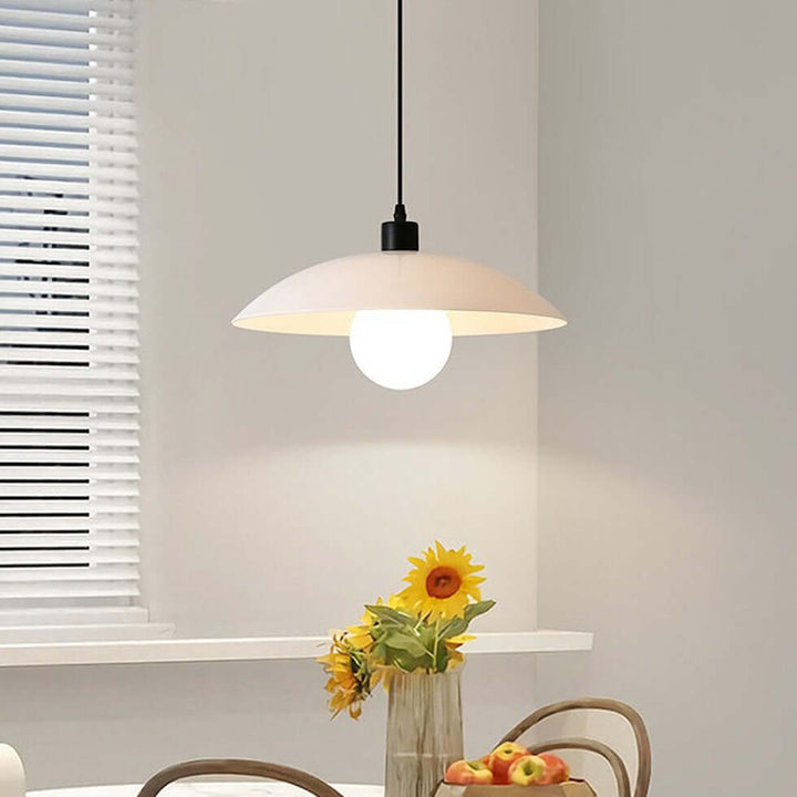 Modern White Glass Disc Pendant Light Fixture