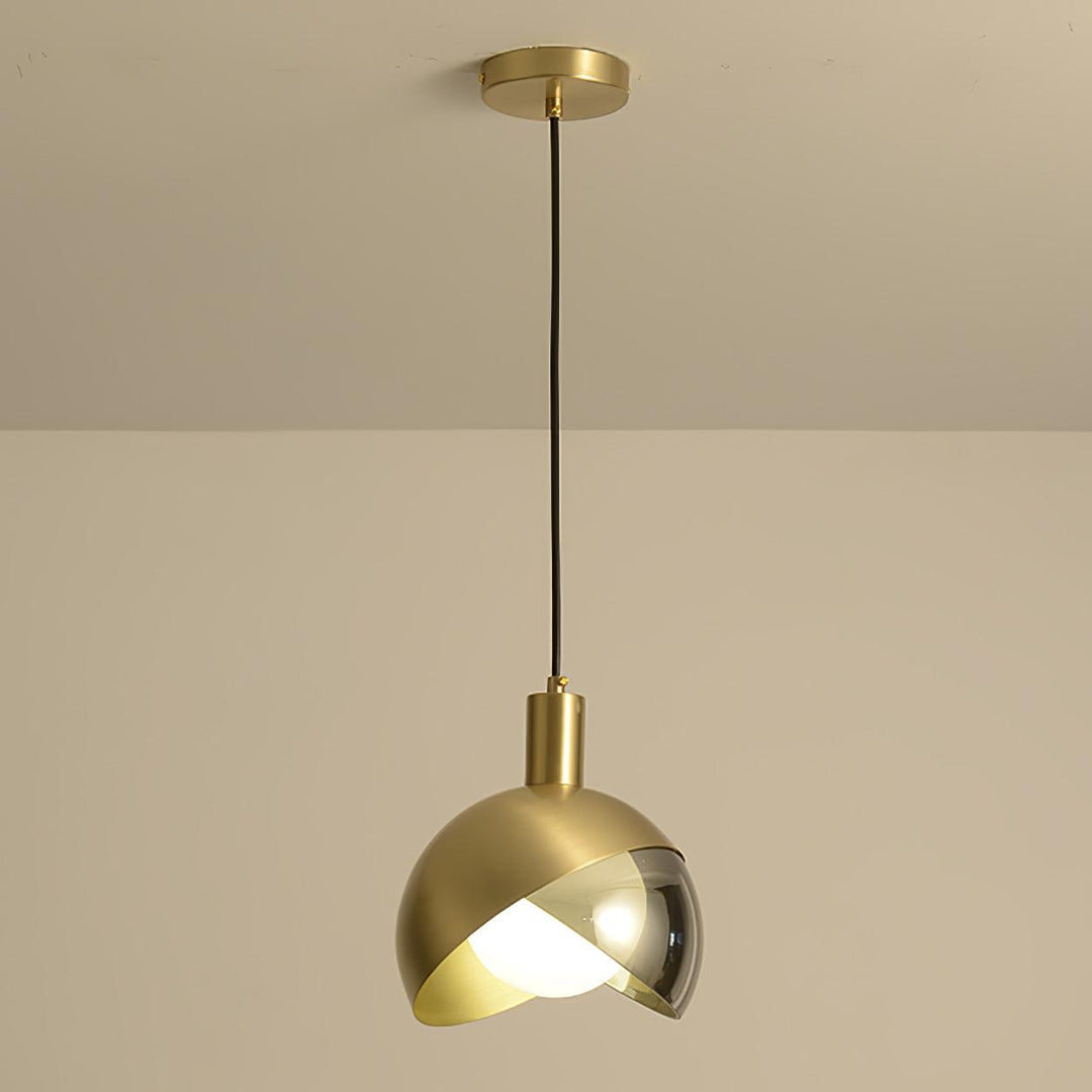 Adjustable Metal Pendant Light with Glass Shade